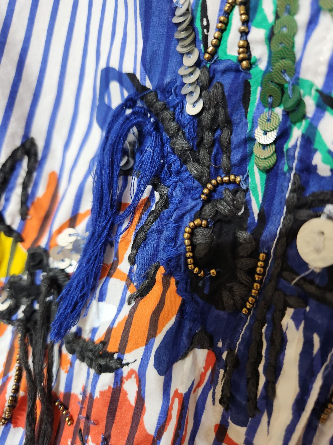 OVERSIZE STRIPED WOMEN SHIRT BEADED DETAIL - Image 6