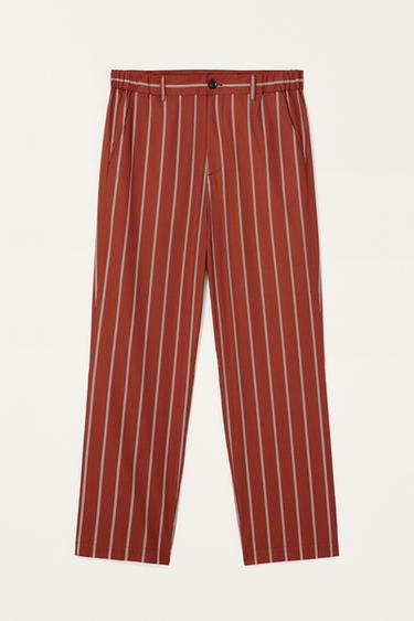 LIMITED EDITION STRIPED RELAXED FIT TROUSERS - Russet by Zara