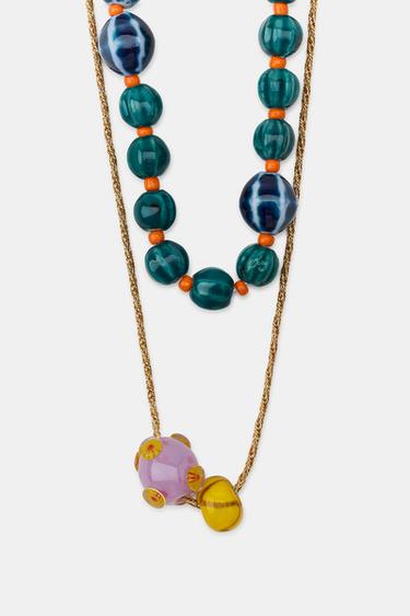 PACK OF 2 CERAMIC BEAD NECKLACES - Multicoloured by Zara - Image 3
