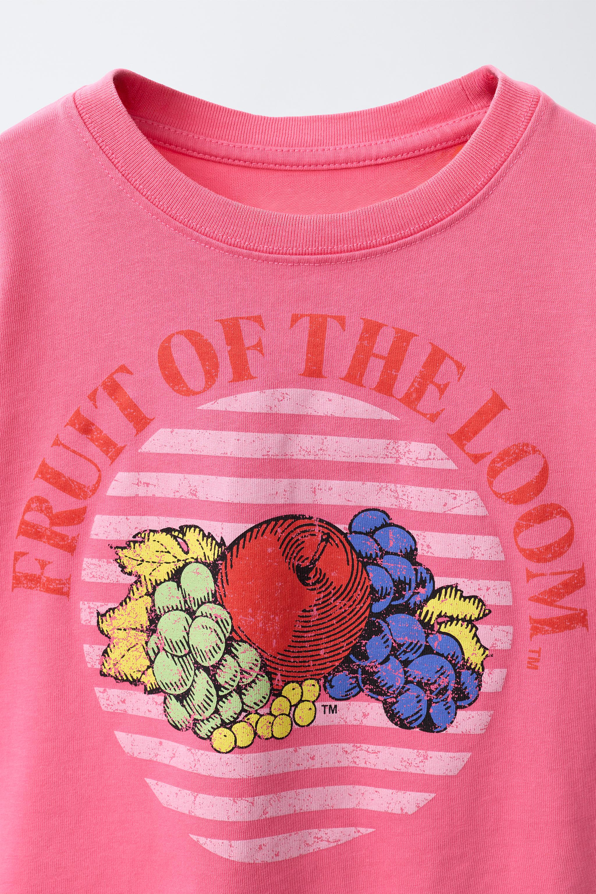 FRUIT OF THE LOOM™ GARMENT-DYED CROPPED PRINTED T-SHIRT - Light
