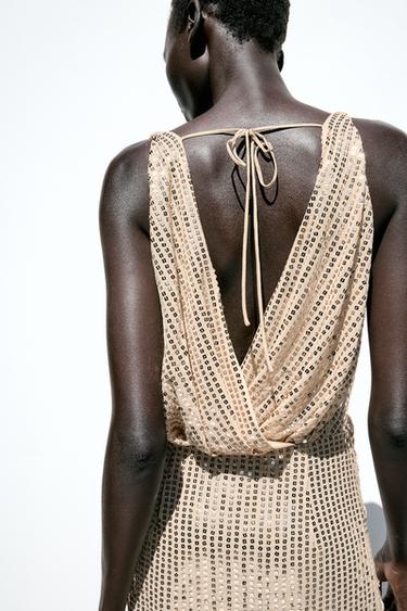 SEQUINNED MIDI DRESS - Gold by Zara - Image 6