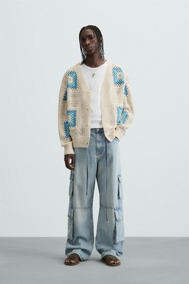 Zara CROCHET CARDIGAN - Sky blue - Image 0