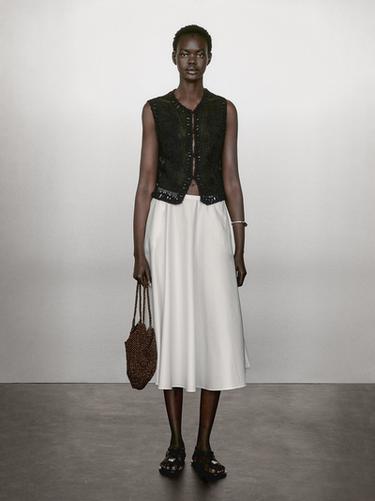 Zara Knit vest with embroidered detail - Black