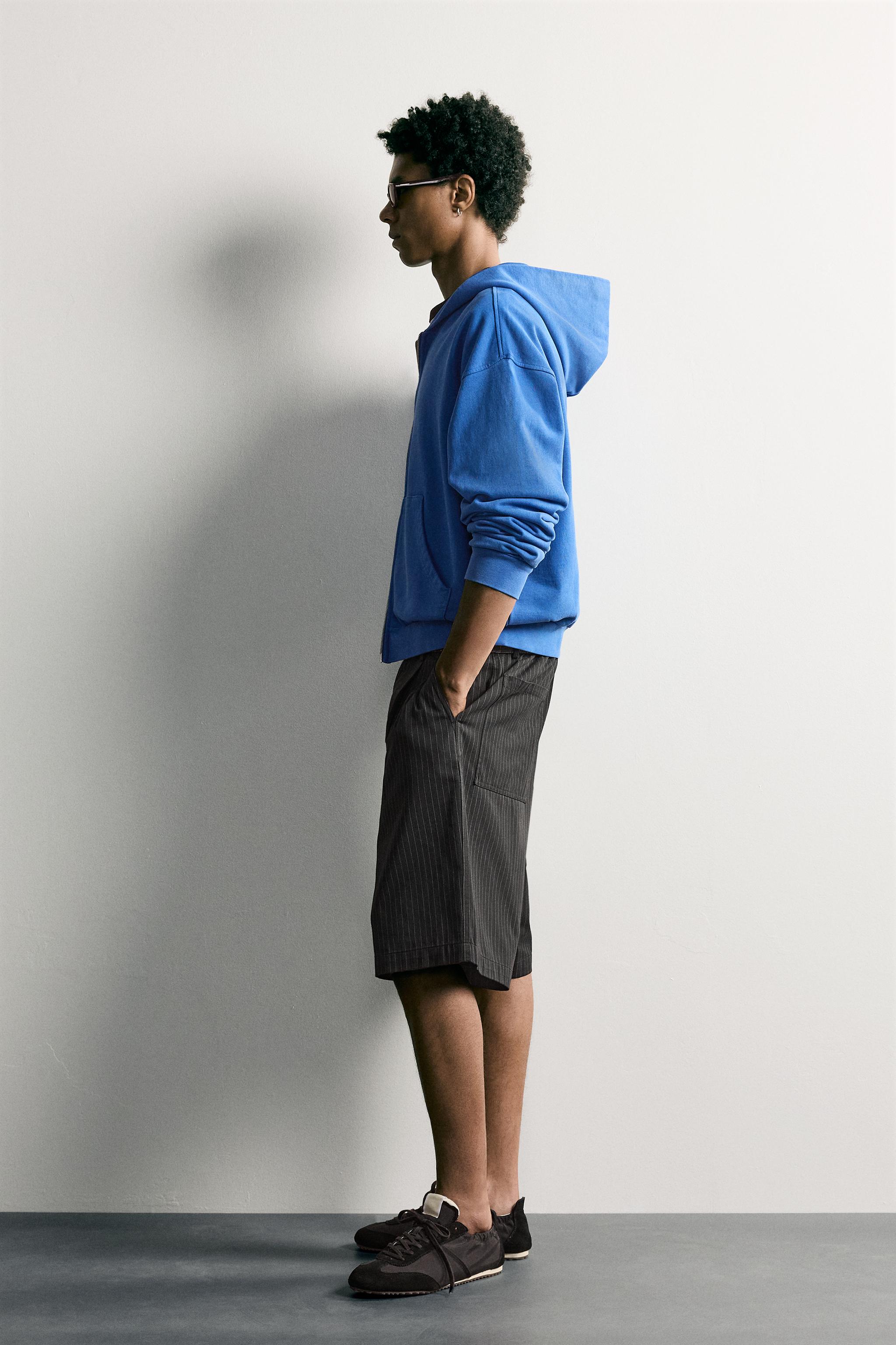 Мужские шорты Zara PINSTRIPE BAGGY FIT SHORTS — фото 4