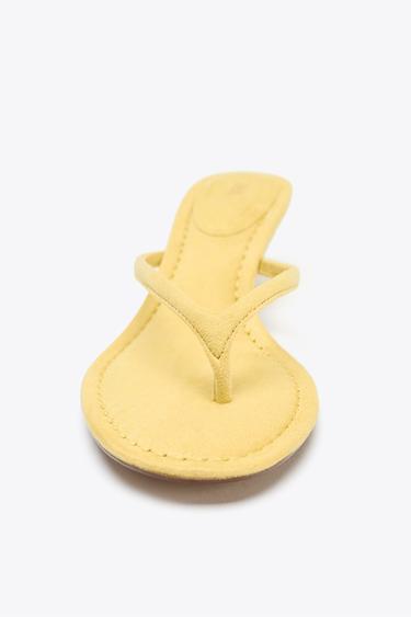 SOFT-FINISH KITTEN HEEL SANDALS - Yellow by Zara - Image 4