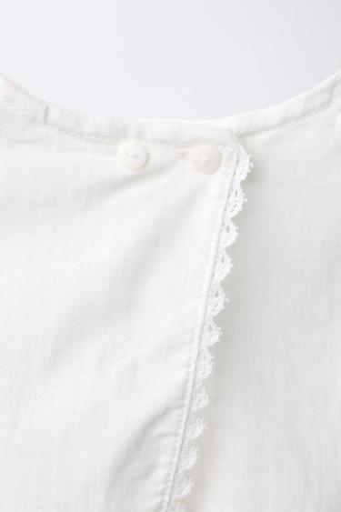 ENSEMBLE BLOUSE ET CULOTTE EN DENTELLE EN LIN ET COTON - Blanc de Zara - Image 2
