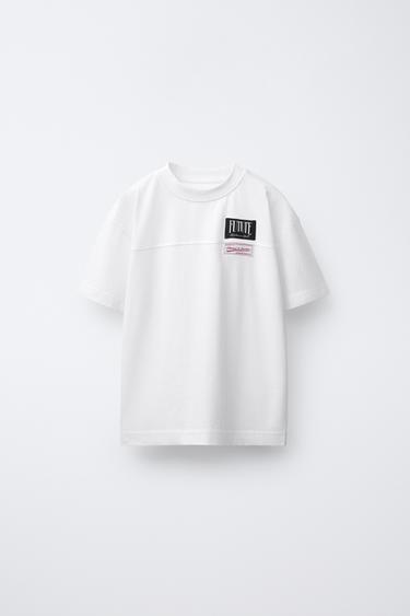 Zara LABEL JOGGING T-SHIRT - White - Image 0