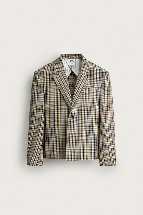 ボクシーフィット チェック柄ブレザー - ゴールデンブラウン | ZARA 