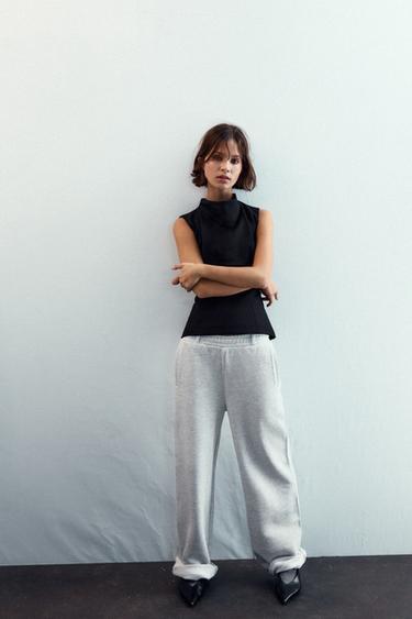 TOP COL DRAPÉ - Noir de Zara