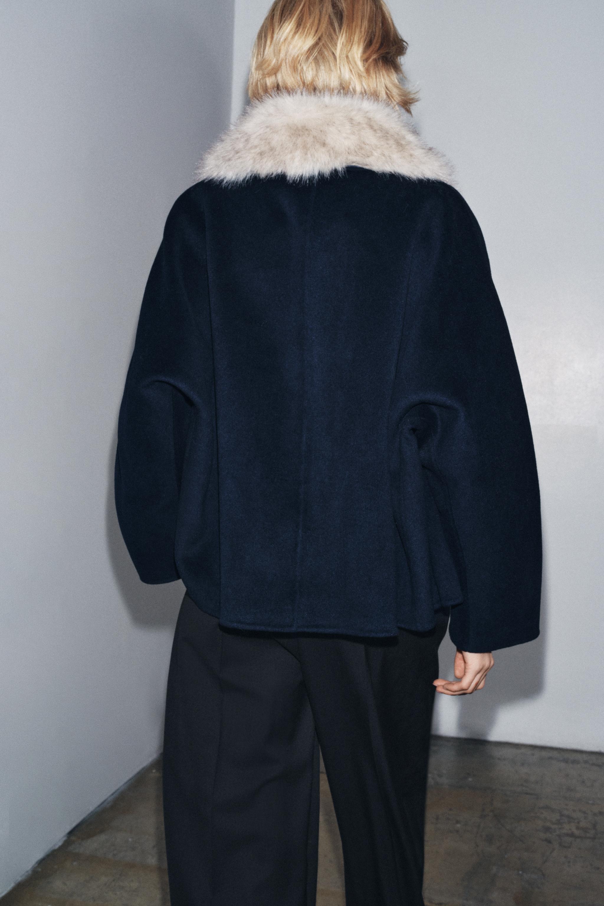 ZWコレクション ウールブレンドフェイクファーカラー ジャケット ZWコレクション ウールブレンドフェイクファーカラー ジャケット
