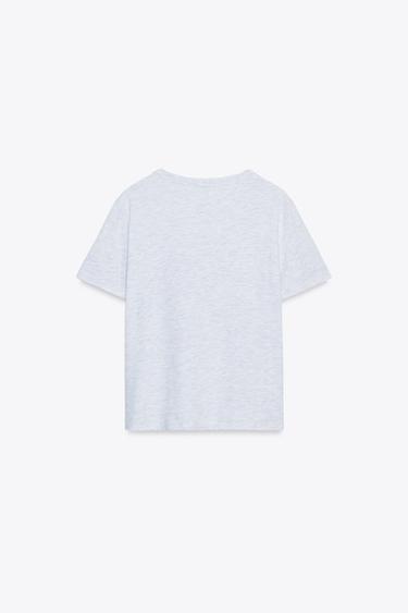 T-SHIRT TEXTE - Gris chiné de Zara - Image 1