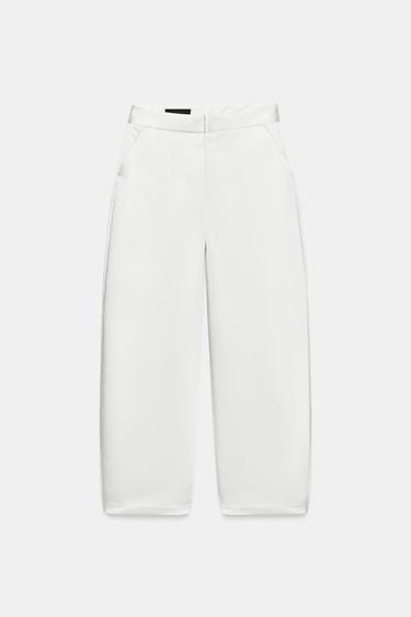SATIN BALLOON TROUSERS - Oyster-white by Zara - Image 0