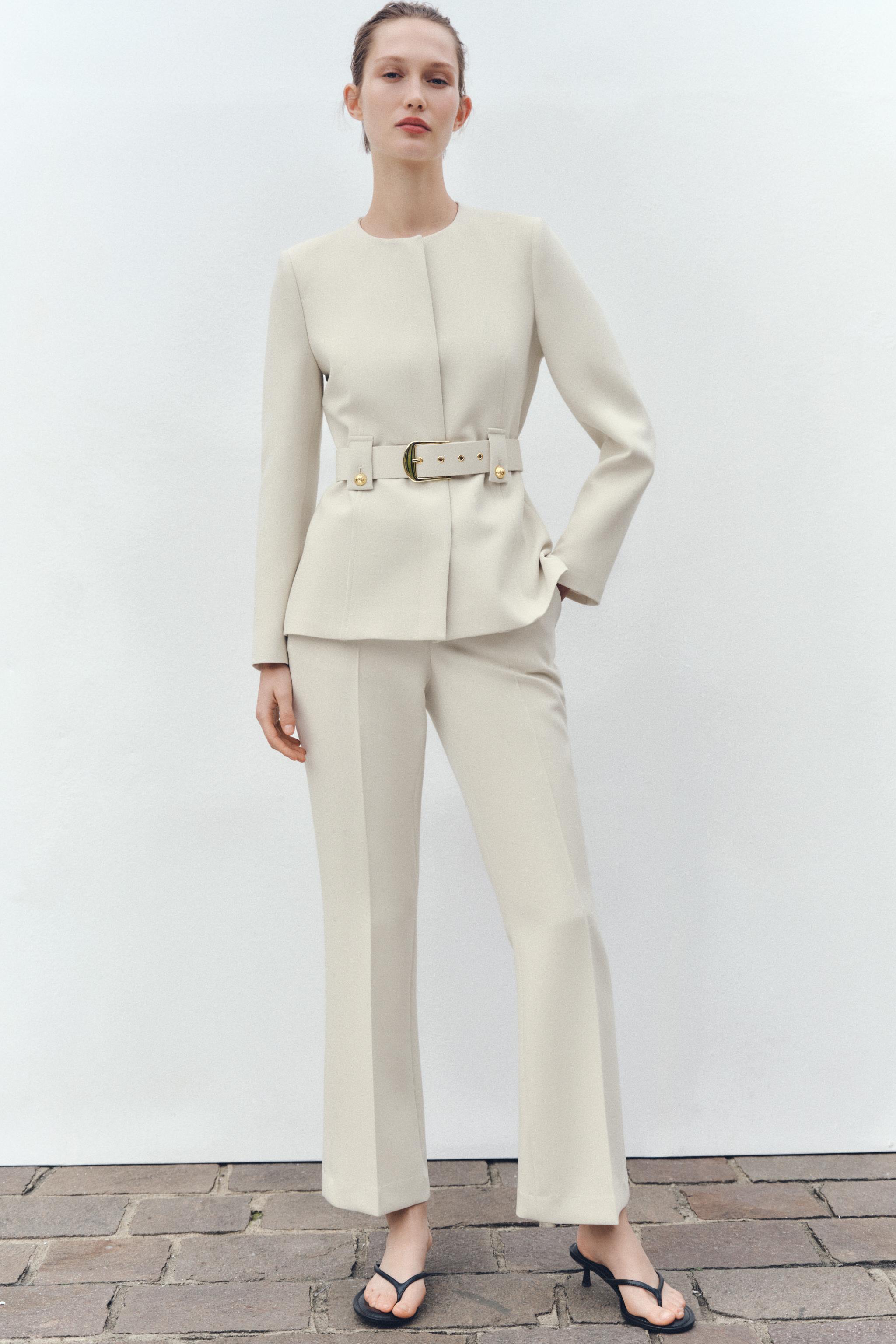 HIGH WAISTED STRAIGHT CUT PANTS - Ecru | ZARA United States