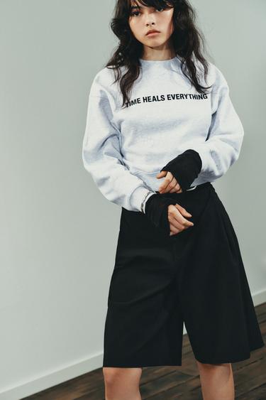 DŽEMPERIS AR KONTRASTĒJOŠU UZRAKSTU - Grey marl no Zara