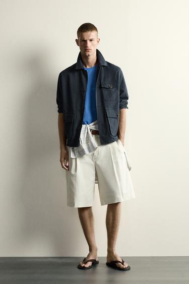 Zara NATKOŠULJA RELAXED FIT SA DŽEPOVIMA – siva / plava – Slika 0