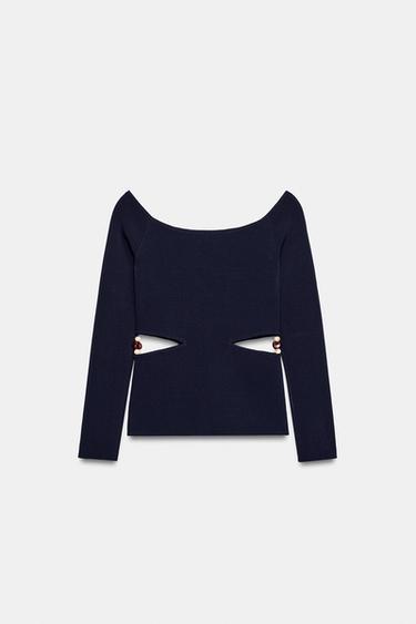 TOP EN MAILLE CUT OUT FANTAISIE - Bleu de Zara - Image 8
