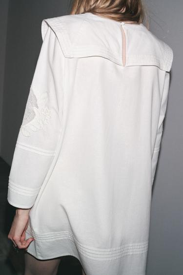 ZW COLLECTION EMBROIDERED SHORT DRESS - White by Zara - Image 5