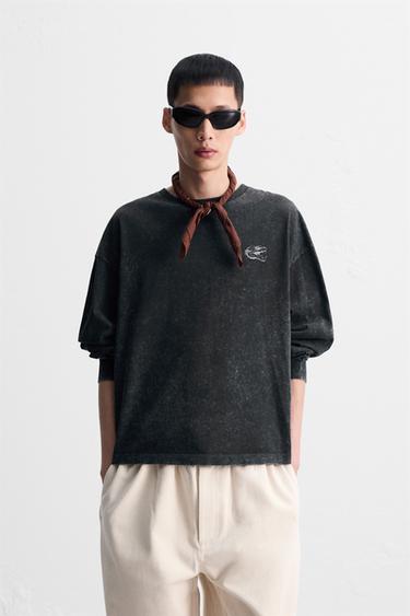 WASHED T-SHIRT WITH CONTRAST PRINT - Dark anthracite by Zara