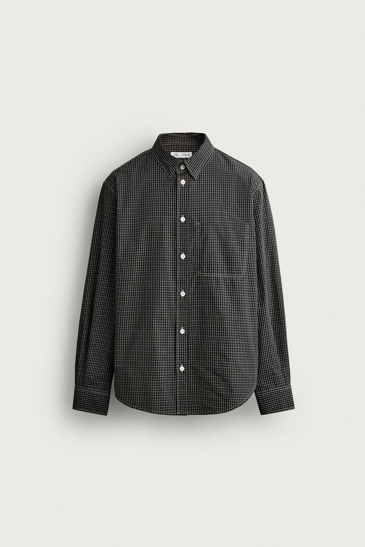 Camisa cuadros pespunte contraste