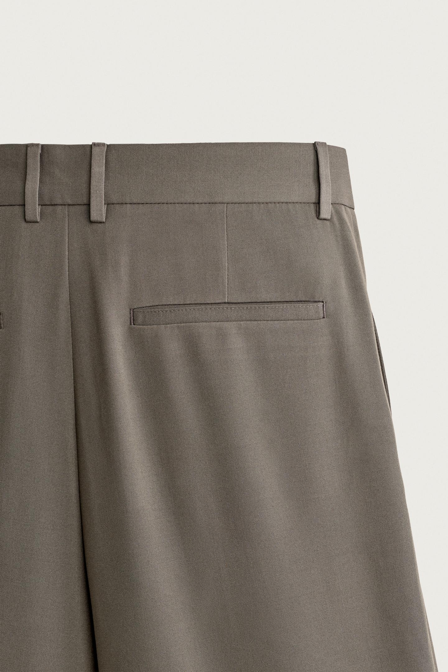 Мужские брюки Zara Pleated Wide-Fit, цвет: Серо-коричневый серый — фото 10