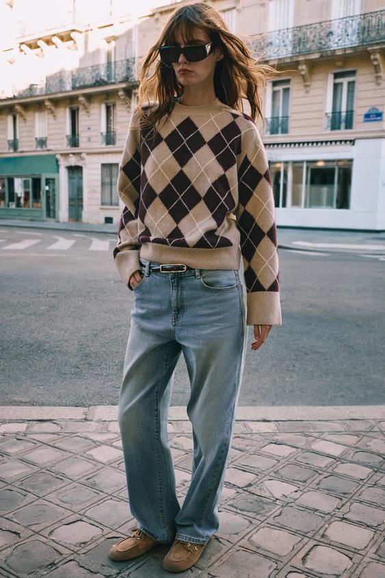SOFT ARGYLE KNIT JUMPER - Multicoloured by Zara - Image 0