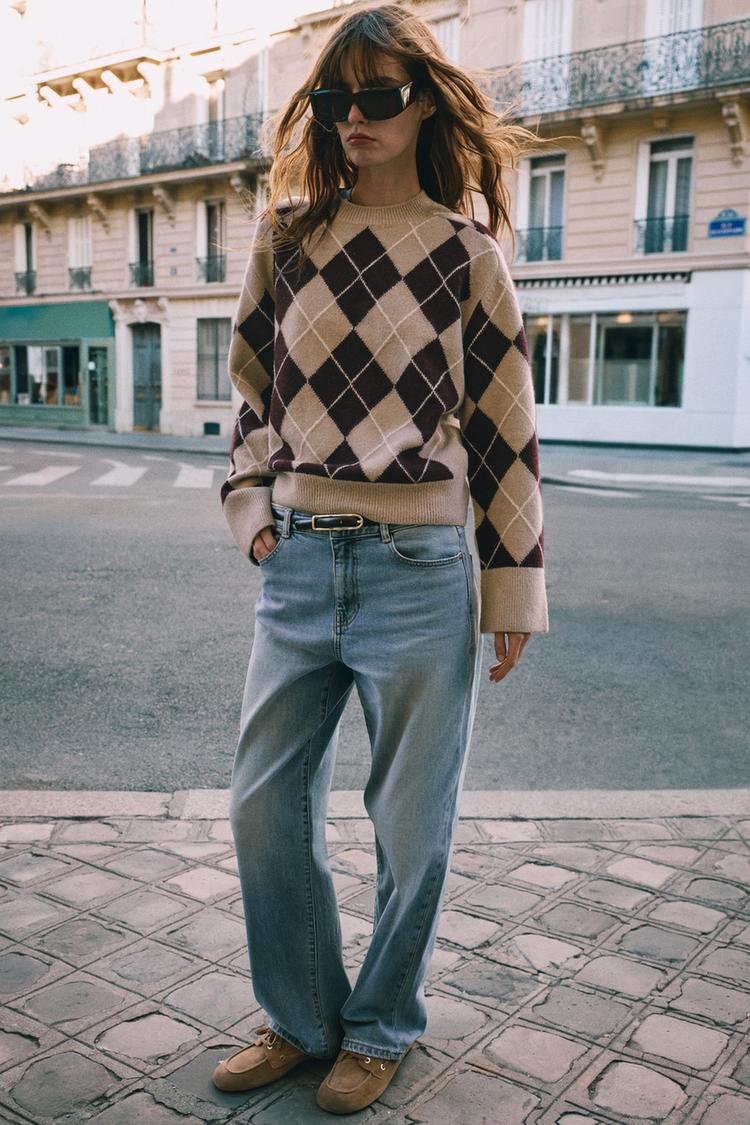 SOFT ARGYLE KNIT JUMPER