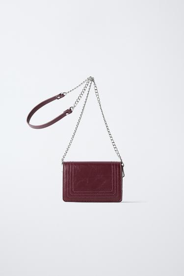 MINI TOPSTITCHED CROSSBODY BAG - Maroon by Zara