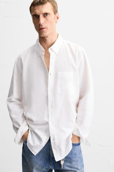 COTTON - LINEN SHIRT - White by Zara