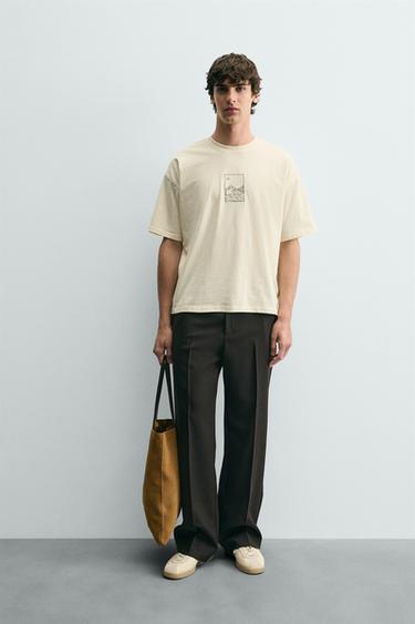 CAMISETA RELAXED FIT COMBINADA - Vainilla de Zara - Imagen 0