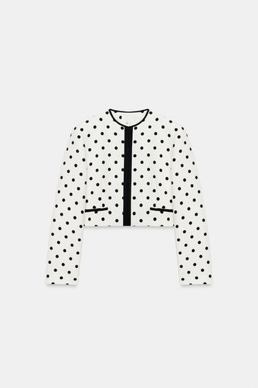 CROPPED DOT BLAZER - Ecru / Black by Zara - Image 5