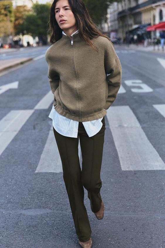 FLARE TROUSERS - Dark khaki by Zara - Image 0