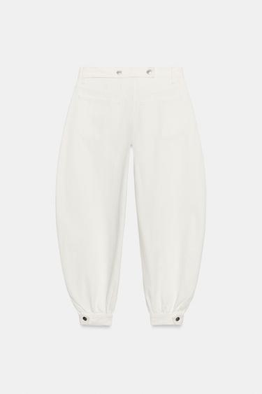 TRF BALLOON MID-WAIST JEANS WITH BELT LOOP DETAIL - White by Zara - Image 8