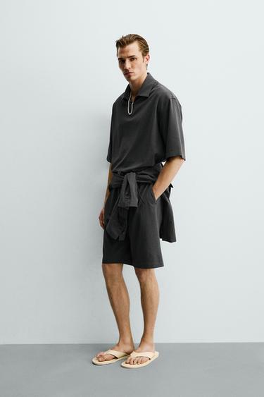 CHEMISE POLO RELAXED FIT TEXTURE IRRÉGULIÈRE - Gris foncé de Zara - Image 3