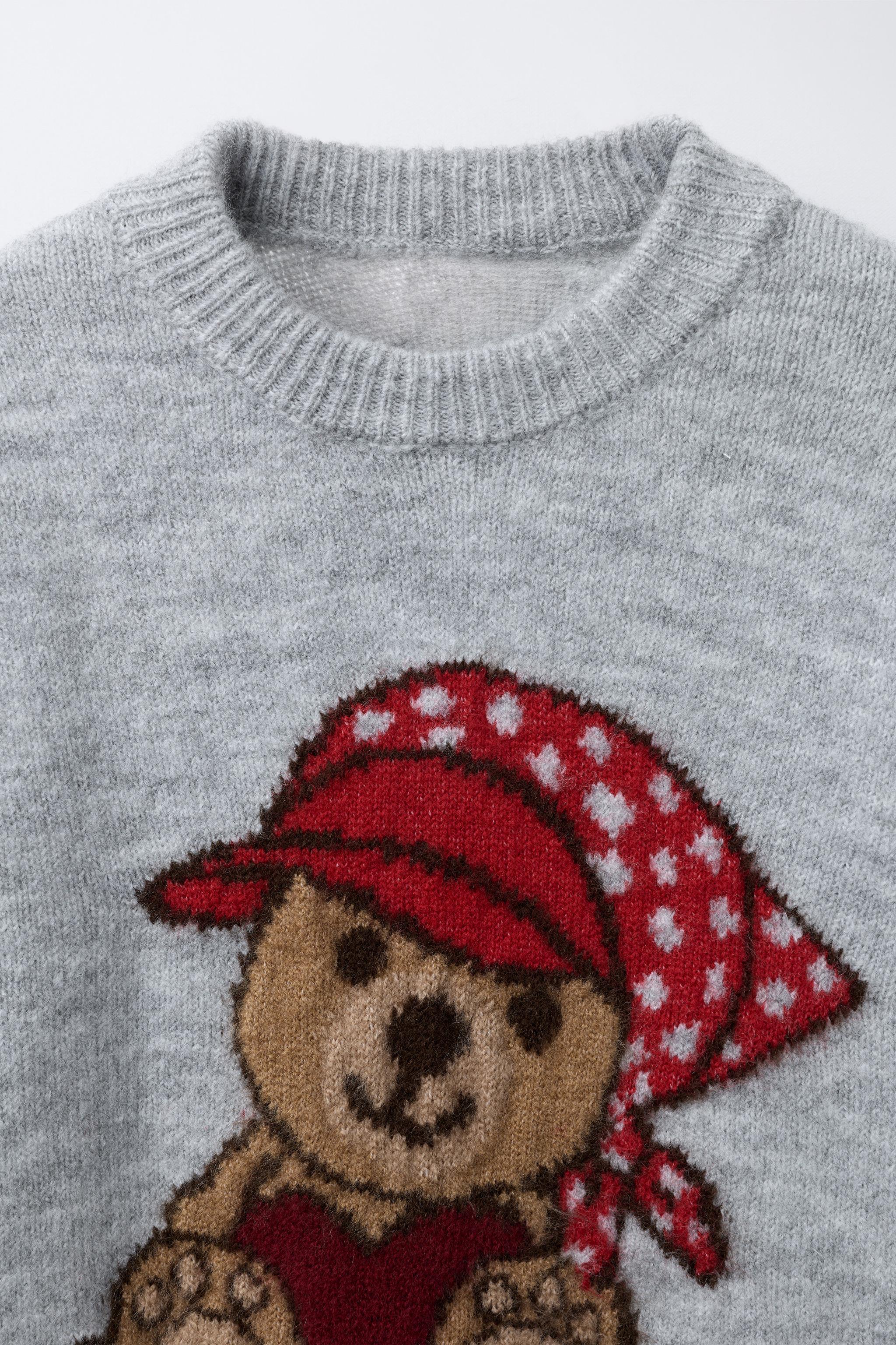 SUÉTER DE TRICÔ COM URSO - Cinzento | ZARA Brasil