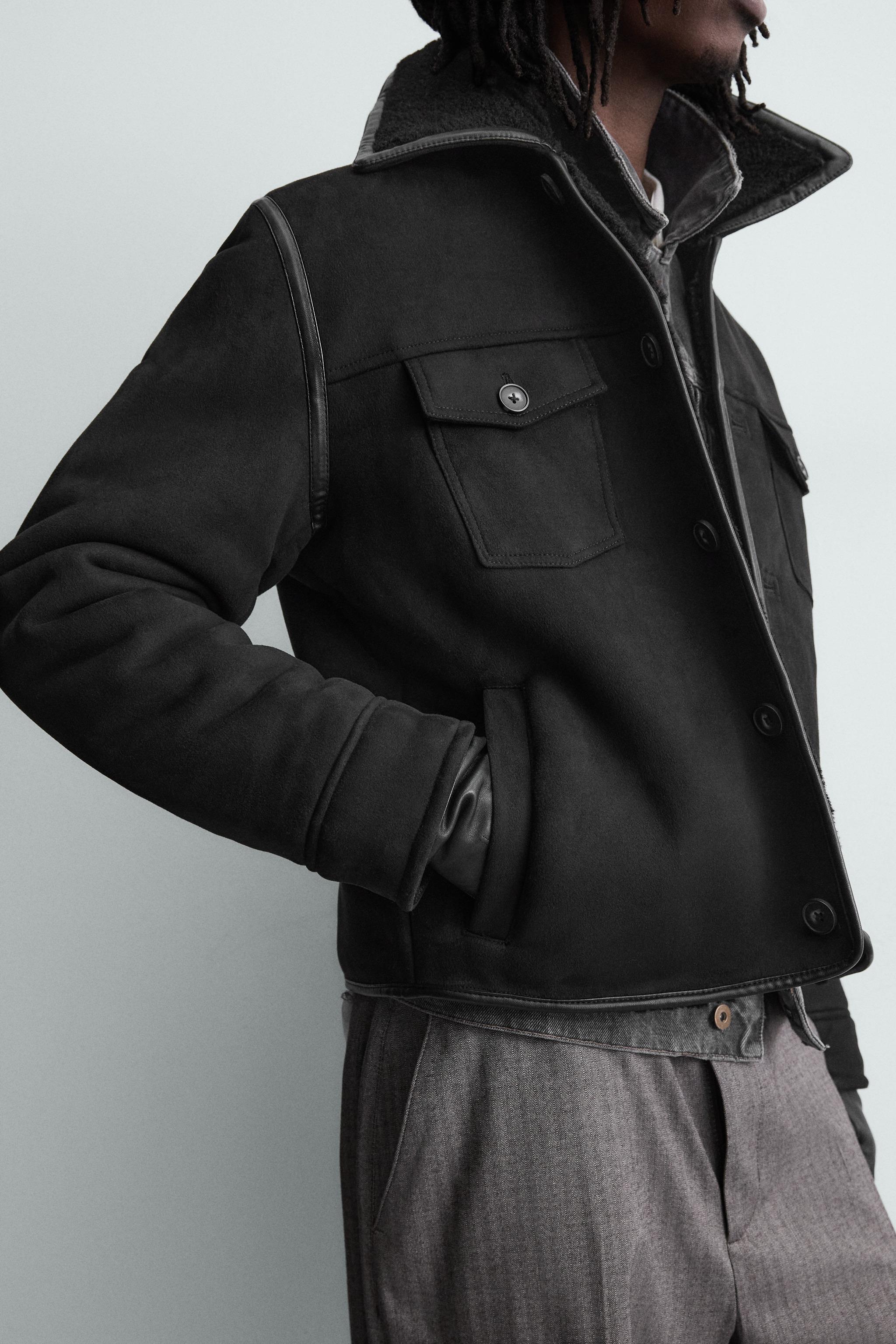 ダブルフェイス フェイクスエードジャケット - ブラック | ZARA Japan
