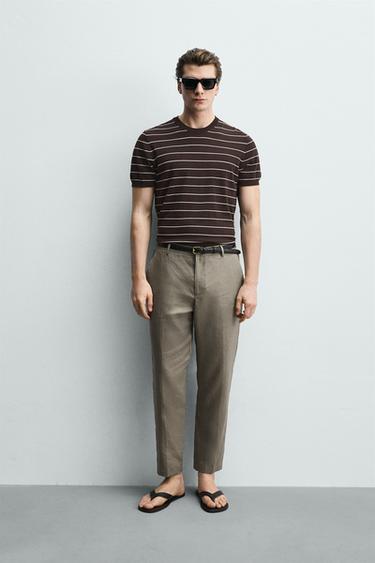 PANTALON REGULAR FIT 100% LIN - Beige clair de Zara