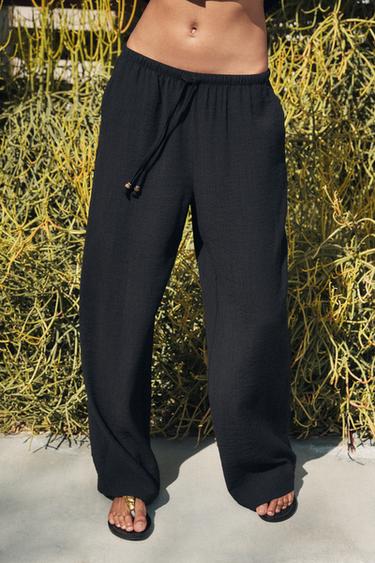 WEITE HOSE MIT ELASTISCHEM BUND - Schwarz von Zara