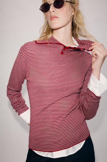 WOOL BLEND HENLEY JUMPER - Red by Zara