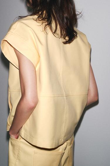 GILET OVERSIZE ZW COLLECTION - Jaune clair de Zara - Image 2