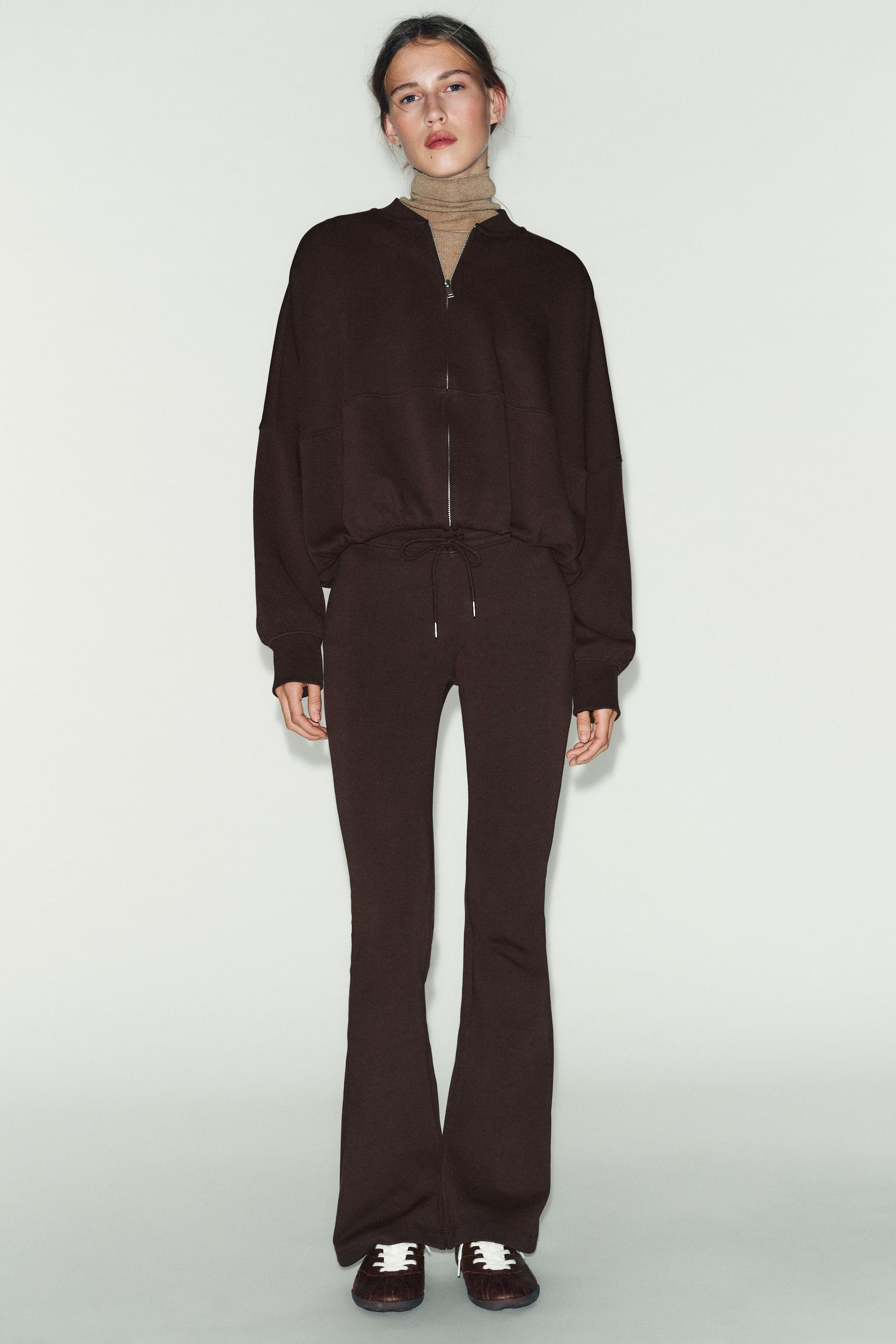 INTERLOCK FLARE PANTS - Brown | ZARA United States