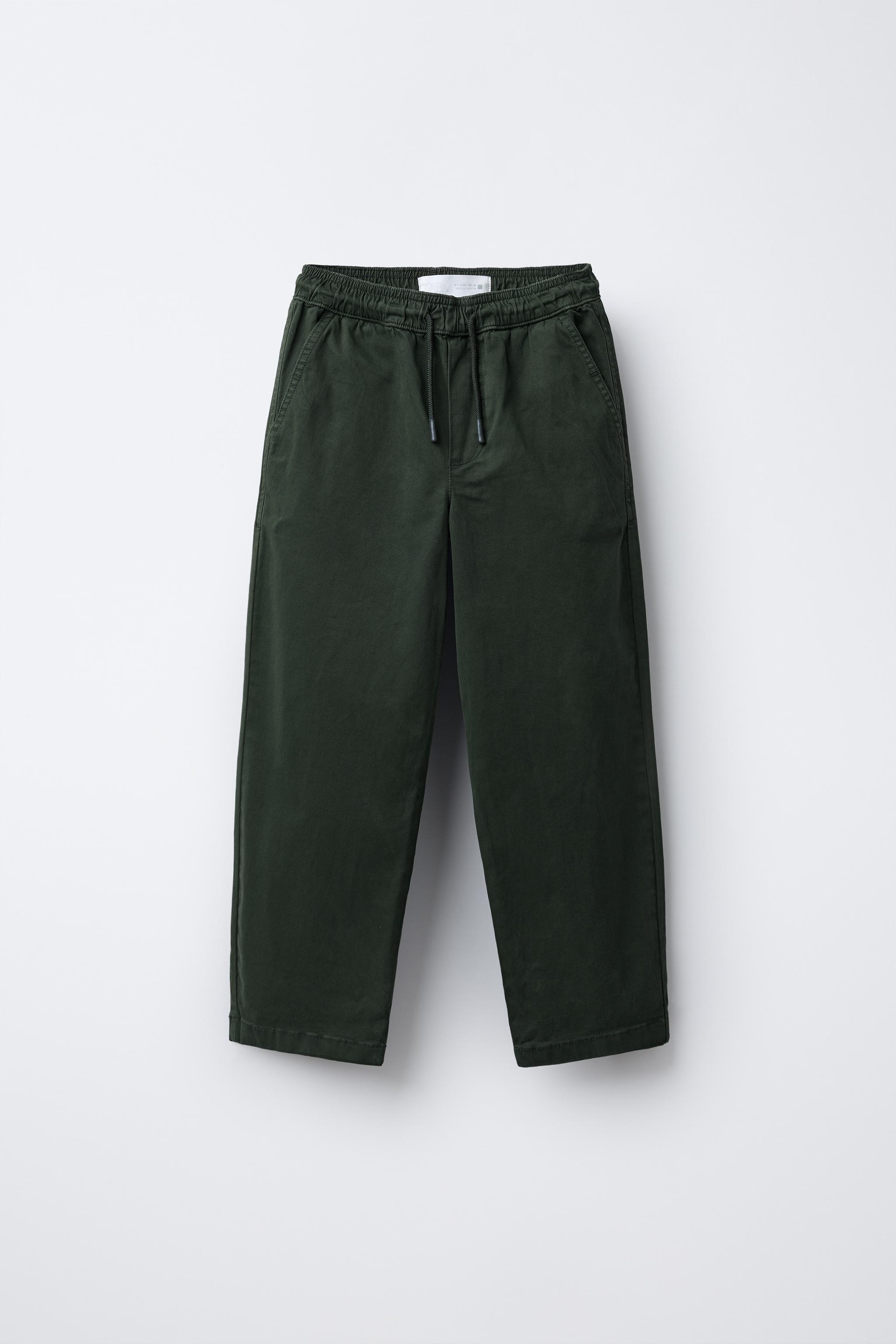 STRAIGHT LEG PANTS WITH LABEL - Green | ZARA Canada