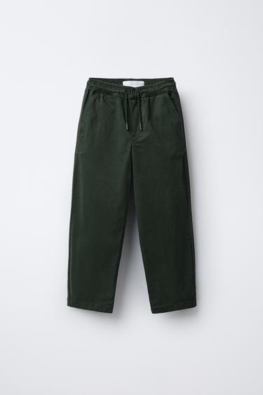STRAIGHT FIT TROUSERS WITH LABEL - Green by Zara - Image 0