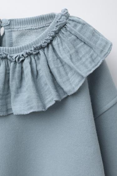 RUSTIC PETER PAN COLLAR SWEATSHIRT - Turquoise by Zara - Image 2