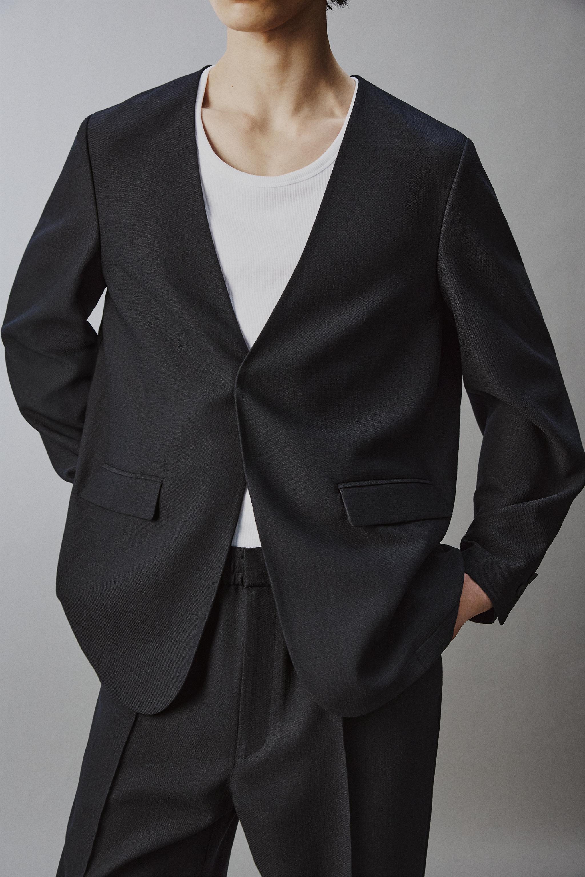 ZARA】新品 レザーリラックス フィットブレザー / ブラック・S size