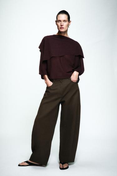 PLAIN KNIT CAPE JUMPER - Aubergine by Zara