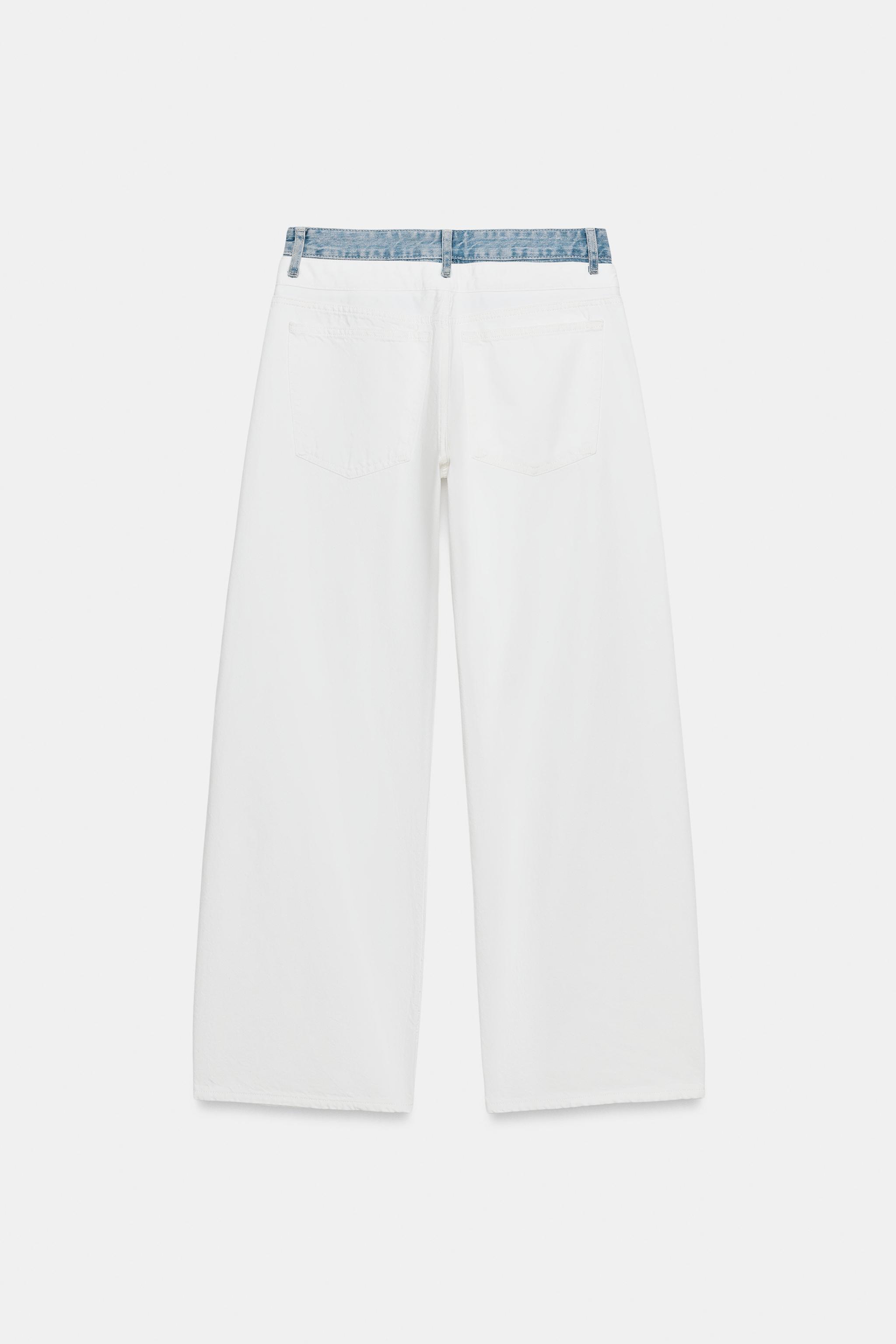 Женские джинсы Zara TRF STRAIGHT DOUBLE WAISTBAND MID-RISE JEANS — фото 9