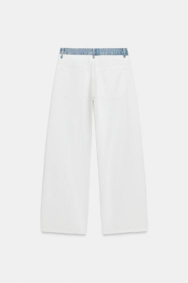 TRF DOUBLE WAISTBAND STRAIGHT-LEG JEANS - White by Zara - Image 8