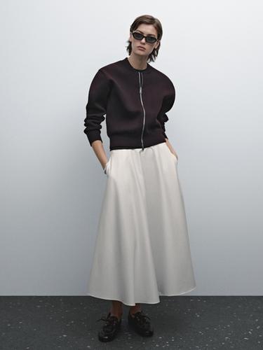 Zara Cotton blend zip-up knit cardigan - Mink marl - Image 0