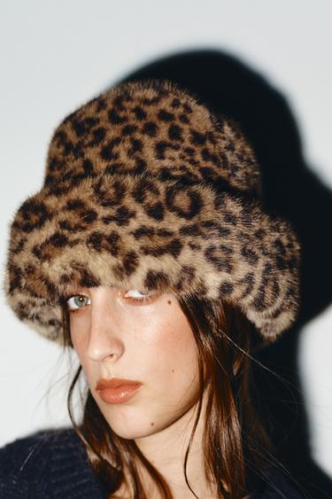 ANIMAL PRINT FAUX FUR HAT - Leopard by Zara