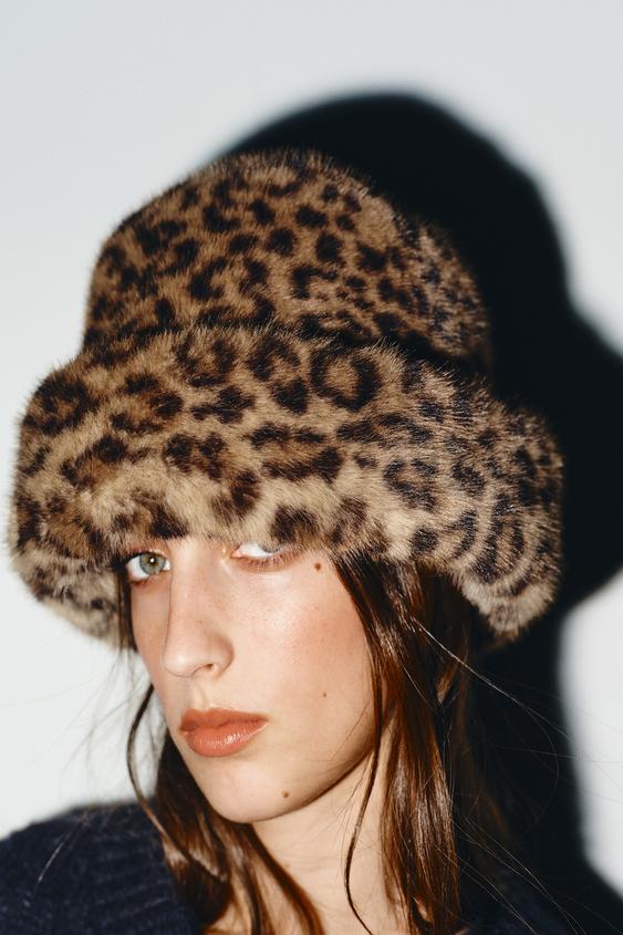 ANIMAL PRINT FAUX FUR HAT Leopard ZARA India - Main Image